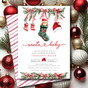 Santa's Sweet Arrival Baby Shower Invitation