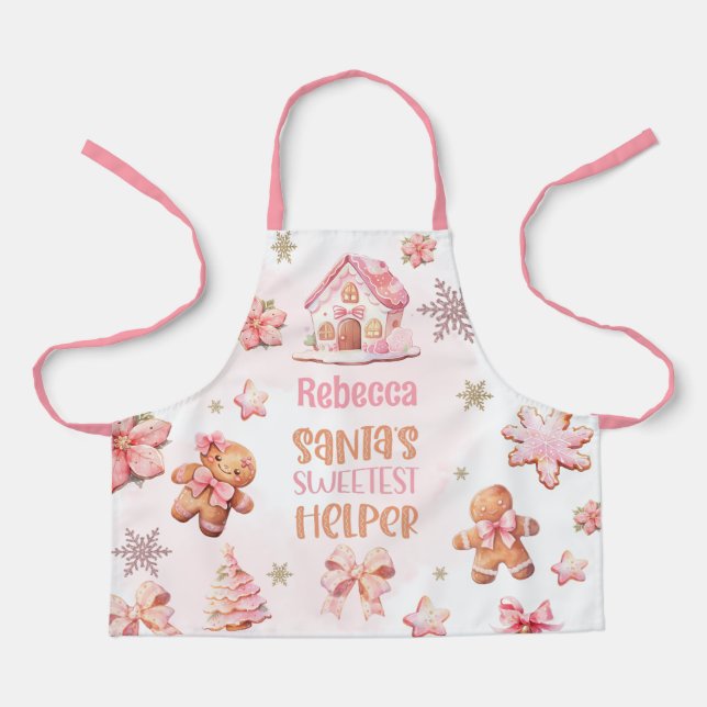 Santas sweetest helper Christmas Cookies girl Apron (Front)