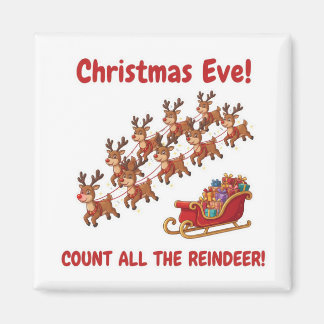 Santa's Team Reindeer Counting Game Christmas Eve  Magnet