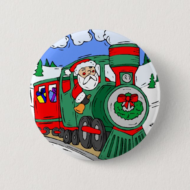 Santa's Train 6 Cm Round Badge (Front)