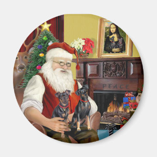 Santa's Two Miniature Pinschers. Magnet