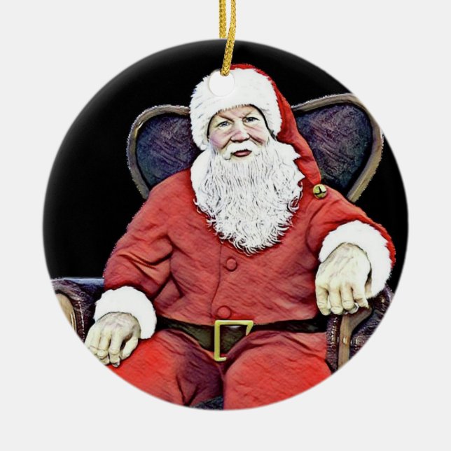 Santa's Watching  Ceramic Tree Decoration (Front)