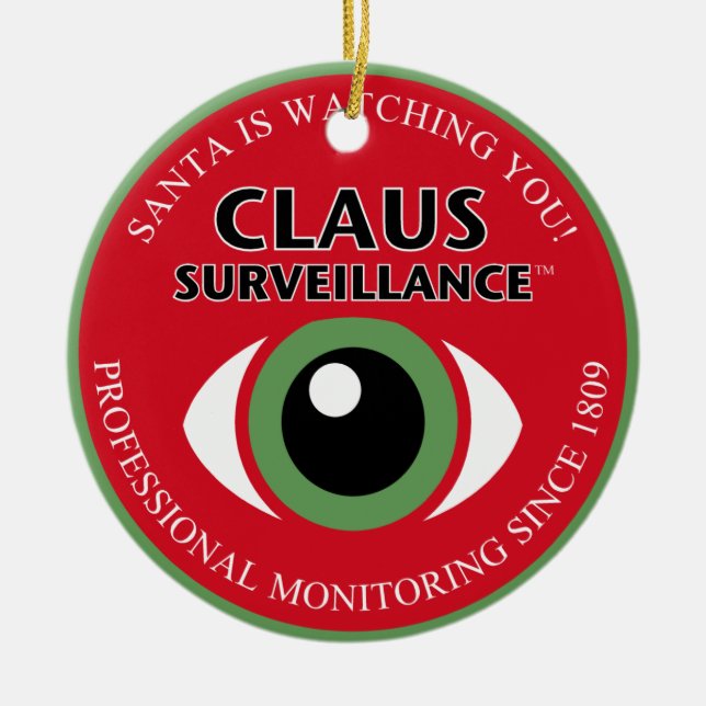 Santa's Watching Ceramic Tree Decoration (Front)