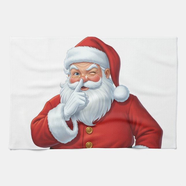 Santa's Watching Kitchen Christmas Towel (Horizontal)