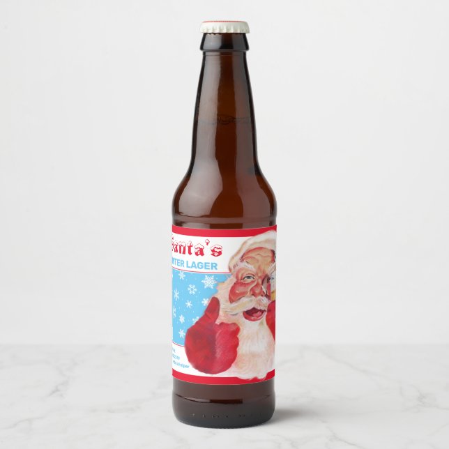 Santa's Winter Lager Beer Bottle Label (Front)