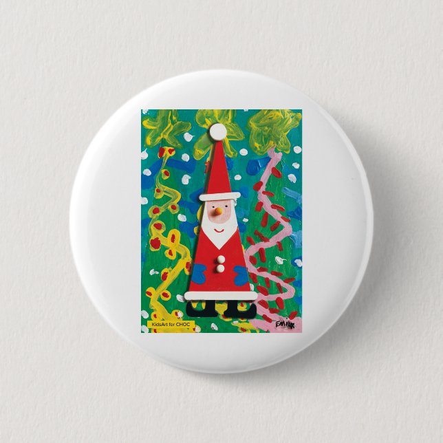 Santa's Winter Wonderland - Kids Art for CHOC 6 Cm Round Badge (Front)