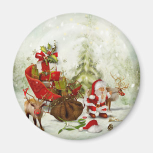 Santa's Woodland Stop -Reindeer & Sleigh Magnet
