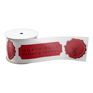 Santa's Workshop Custom Name Christmas Stamp  Satin Ribbon