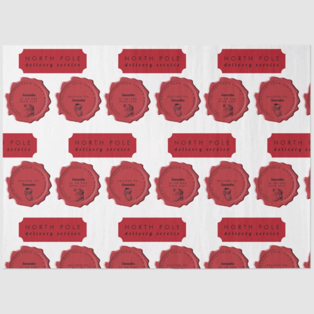 Santa's Workshop Custom Name Christmas Stamp  Tissue Paper (Front)