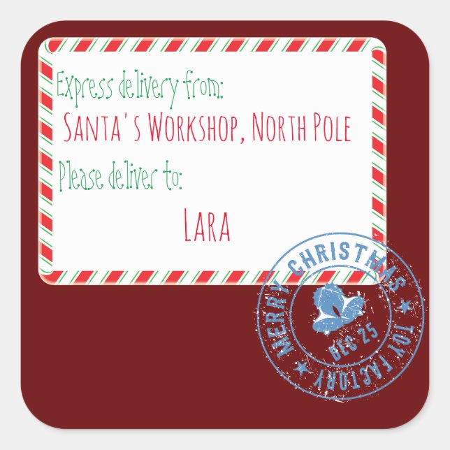 Santa's Workshop Delivery Square Sticker (Front)