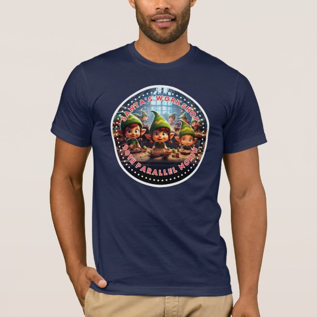 Santa's Workshop Elves 🧝‍♂️90th Parallel North 🧭 T-Shirt (Front)