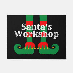 Santa's Workshop funny elf feet Christmas welcome Doormat