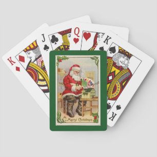 Santa's Workshop Green Playing Cards
