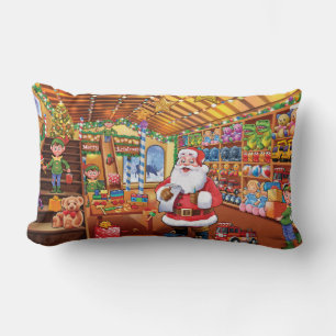 Santa's workshop Lumbar cushion with Elves!
