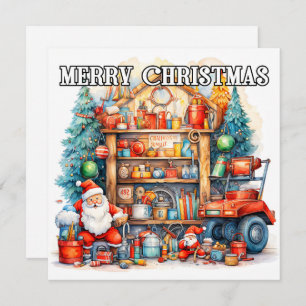 Santa's Workshop Merry Christmas Holiday Card