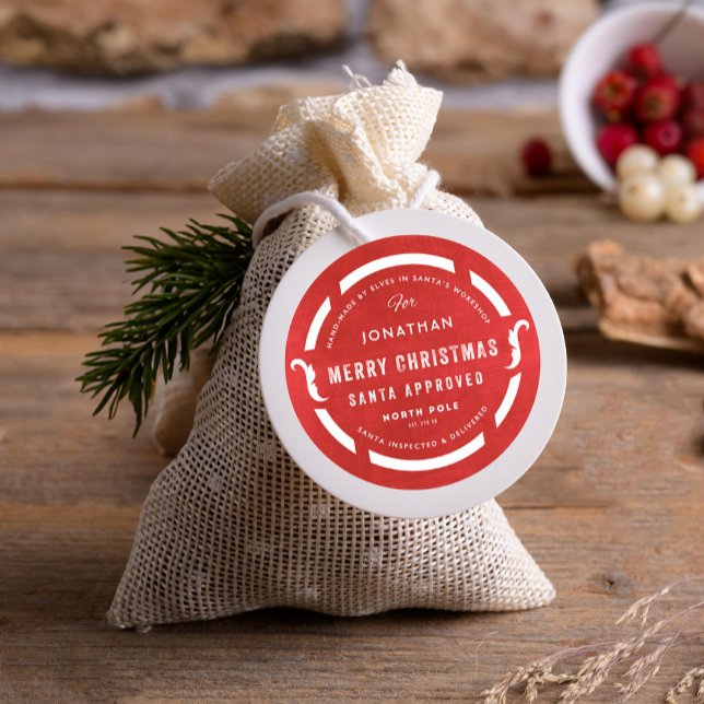 Santa's Workshop Merry Christmas North Pole Classic Round Sticker (Creator Uploaded)