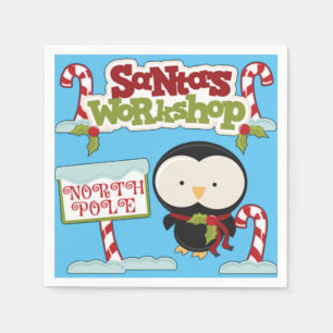 Santa's Workshop Penguin Napkin