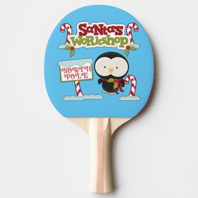 Santa's Workshop Penguin Ping Pong Paddle (Front)
