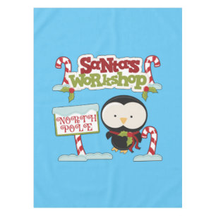 Santa's Workshop Penguin Tablecloth