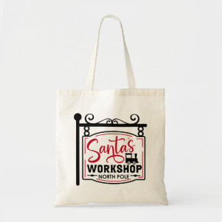 Santa's Workshop Sign Tote Bag