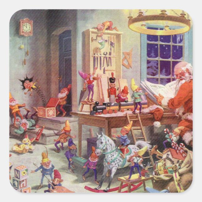 Santas Workshop Square Sticker (Front)