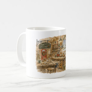 Santa's Workshop Toy Making for Classic Christmas Coffee Mug