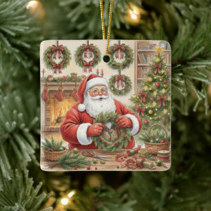 Santa's Workshop Wreath Maker Personalized Ceramic Ornament