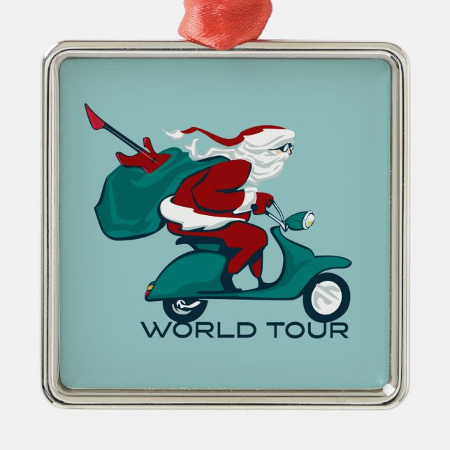 Santa's World Tour Scooter Metal Tree Decoration (Front)