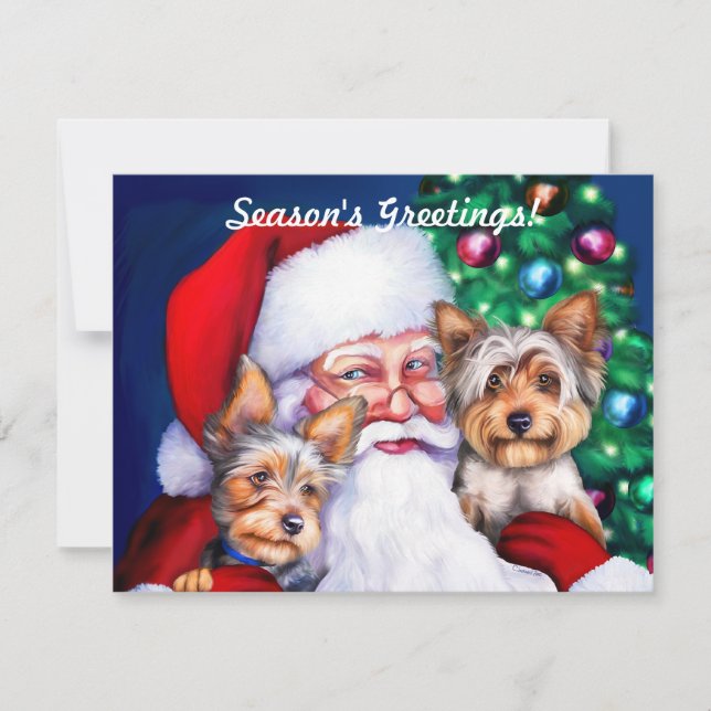 Santa's Yorkies at Christmas Invitation (Front)