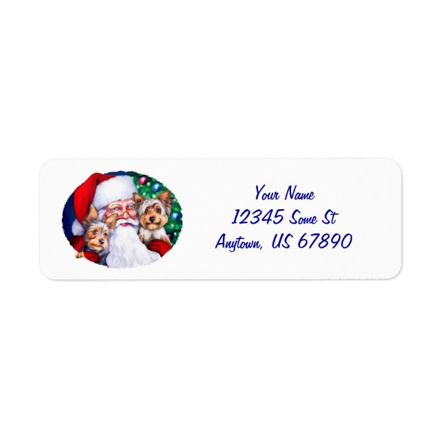 Santa's Yorkies at Christmas Labels (Front)