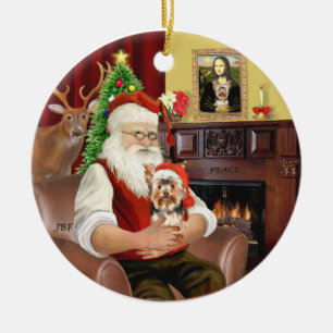 Santa's Yorkshire Terrier #17 Ceramic Tree Decoration
