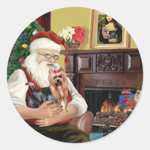 Santa's Yorkshire Terrier #9 Classic Round Sticker