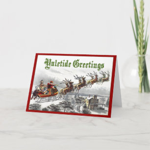 Santa's Yuletide Greetings Holiday Card