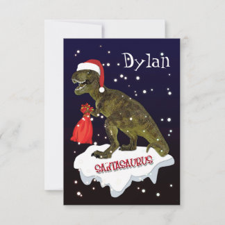 'Santasaurus' Dinosaur Personalized Christmas Card