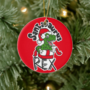 Santasaurus Rex Ceramic Tree Decoration