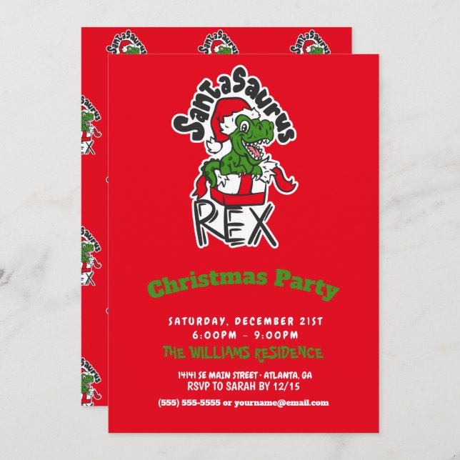 Santasaurus Rex         Invitation (Front/Back)