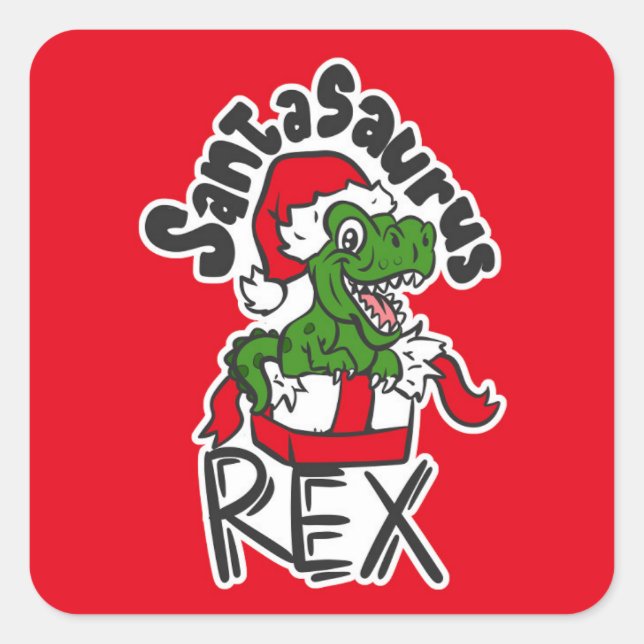 Santasaurus Rex Square Sticker (Front)