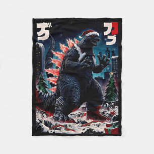 Santazilla Japanese Monster Kaiju Dinosaur Christm Fleece Blanket