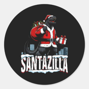 Santazilla Kaiju Santa Christmas Japanese Monster Classic Round Sticker