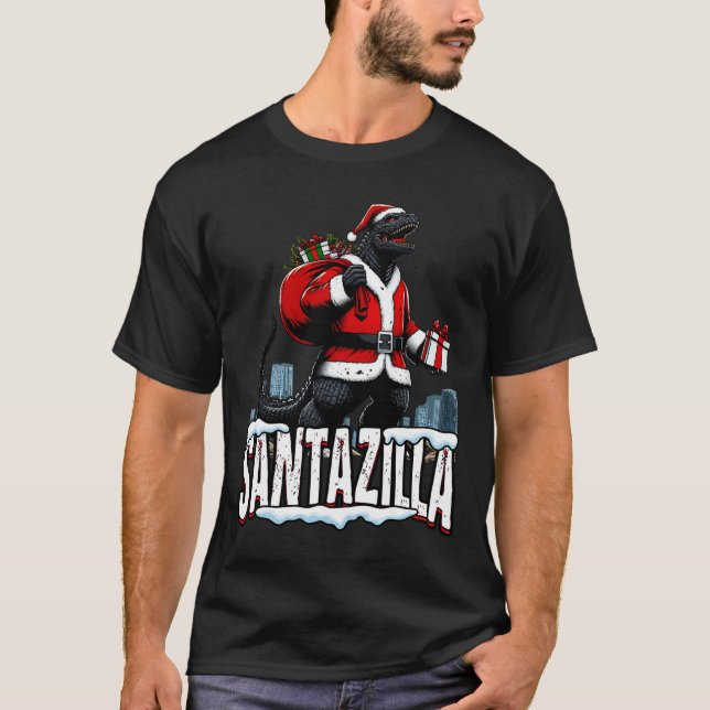 Santazilla Kaiju Santa Christmas Japanese Monster  T-Shirt (Front)