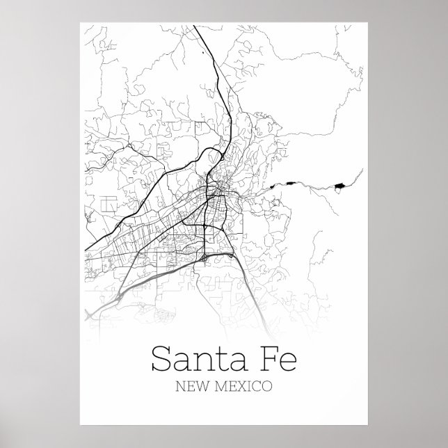Sante Fe Map - New Mexico - City Map Poster (Front)