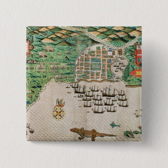Santiago, Cape Verde, 1589 2 15 Cm Square Badge (Front)