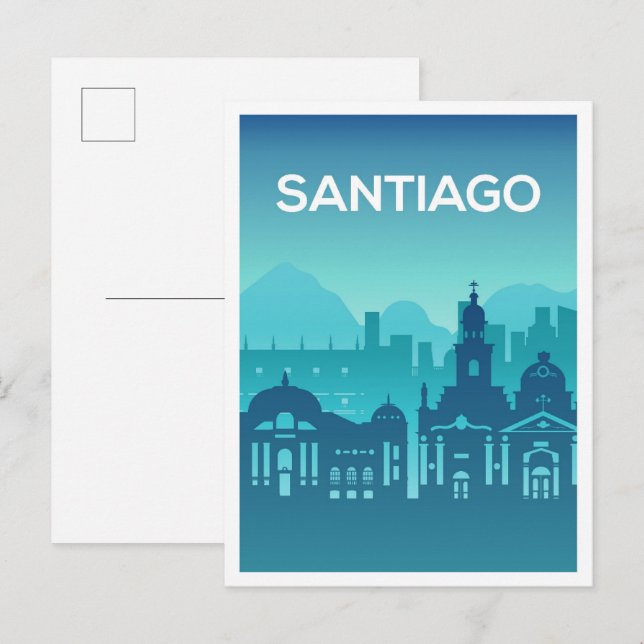Santiago Chile Art Travel Illustration Postcard (Front/Back)