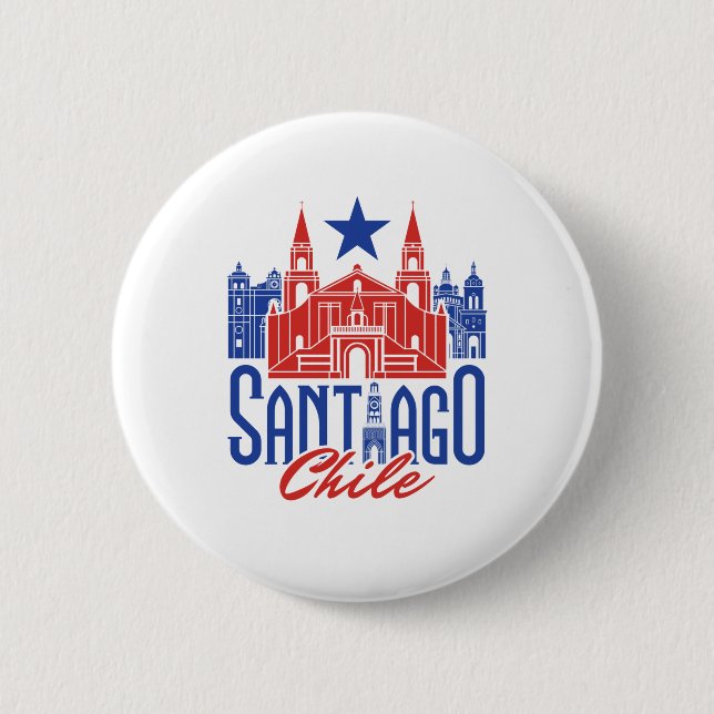 Santiago Chile Chilean Souvenir Travel Vacation 6 Cm Round Badge (Front)