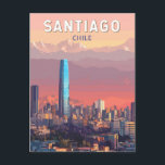Santiago Chile Illustration Travel Art Vintage Postcard<br><div class="desc">Santiago retro vector travel design. Santiago,  the vibrant capital of Chile,  sits between the Andes Mountains and the Pacific coast,  offering a unique blend of cosmopolitan energy and natural beauty.</div>