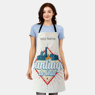 Santiago de Chile City Holiday Retro Skyline Apron