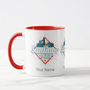 Santiago de Chile City Holiday Retro Skyline Mug