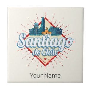 Santiago de Chile City Holiday Retro Skyline Tile