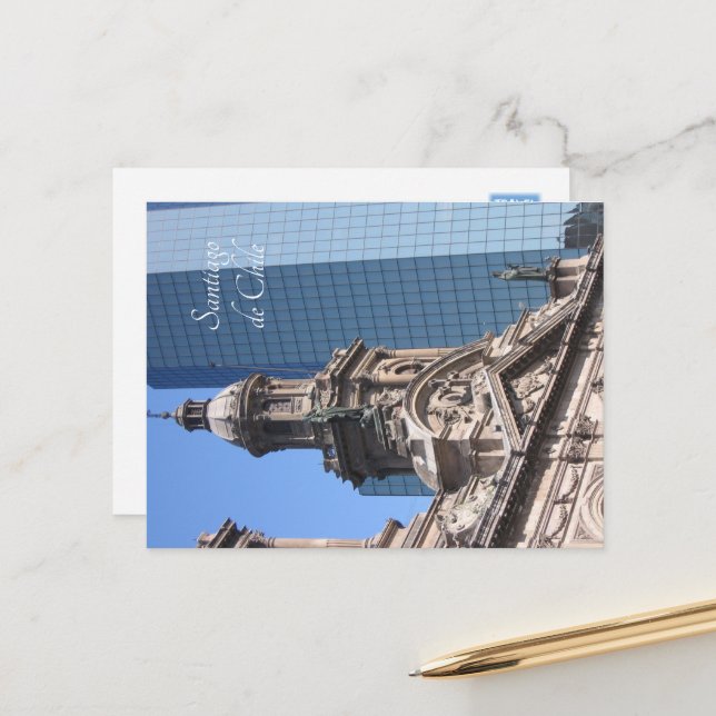 Santiago de Chile, Old and New Postcard (Front/Back In Situ)