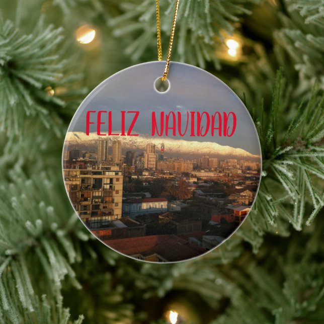 Santiago de Chile Panoramic Ceramic Ornament (Tree)